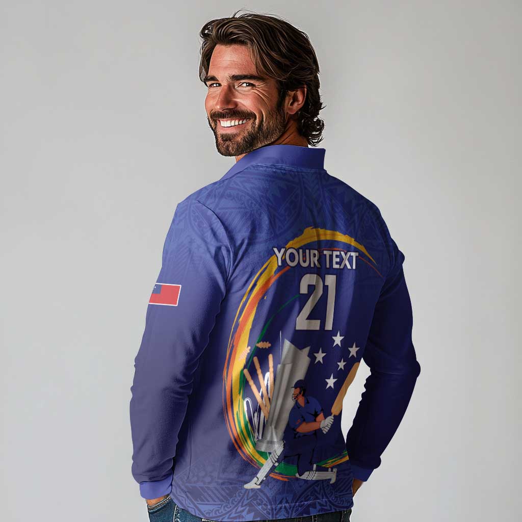 Custom Cricket Samoa East Asia-Pacific Long Sleeve Polo Shirt Samoa Storming the Limits LT9 - Polynesian Pride