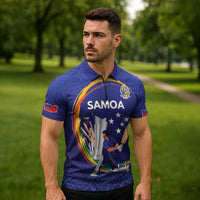 Custom Cricket Samoa East Asia-Pacific Zipper Polo Shirt Samoa Storming the Limits - Polynesian Pride