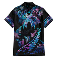 polynesia-ribbon-butterflies-family-matching-long-sleeve-bodycon-dress-and-hawaiian-shirt-silver-fern-breast-cancer-with-papua-shell-pattern
