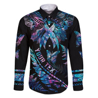 personalised-polynesia-ribbon-butterflies-family-matching-mermaid-dress-and-hawaiian-shirt-silver-fern-breast-cancer-with-papua-shell-pattern