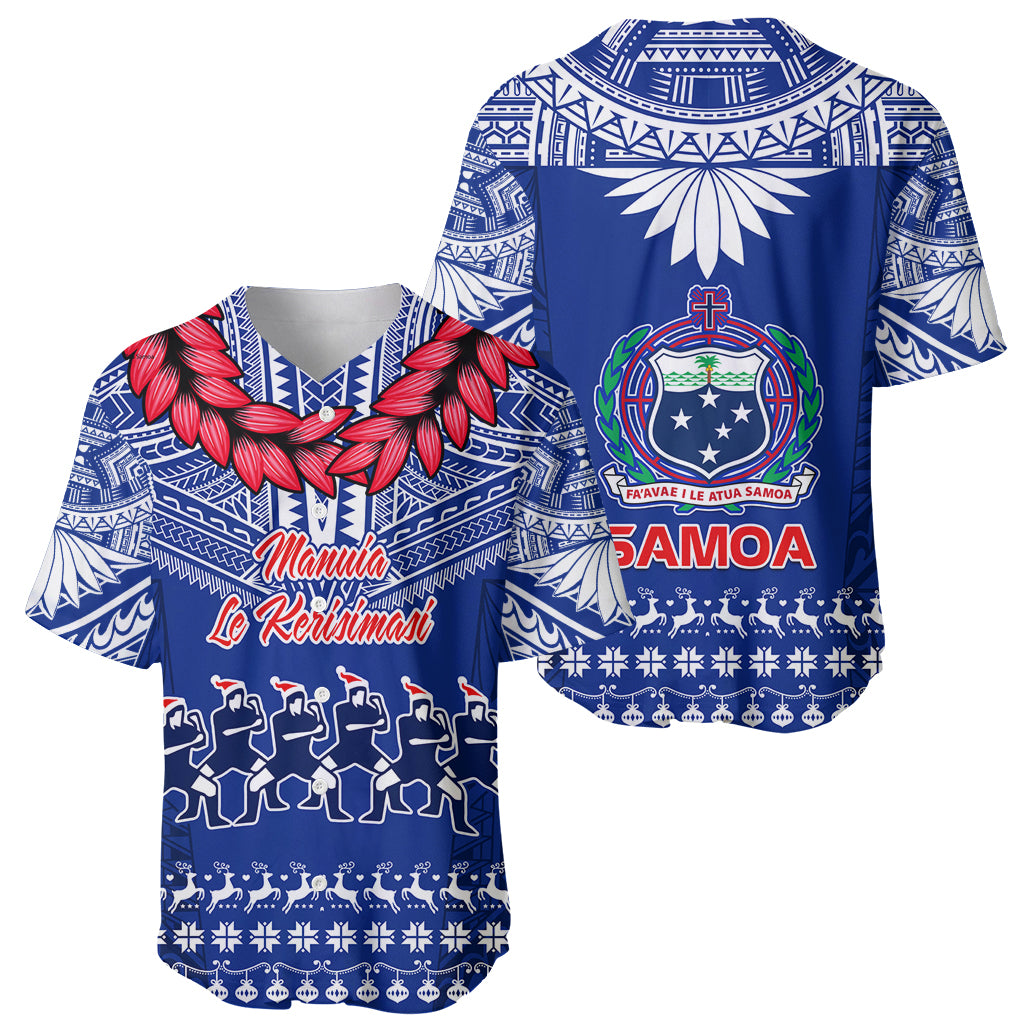 Toa Samoa Christmas Baseball Jersey Samoa Siva Tau Manuia Le Kerisimasi Blue Vibe LT9 - Polynesian Pride