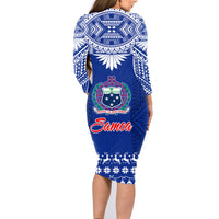 Toa Samoa Christmas Family Matching Long Sleeve Bodycon Dress and Hawaiian Shirt Samoa Siva Tau Manuia Le Kerisimasi Blue Vibe LT9 - Polynesian Pride