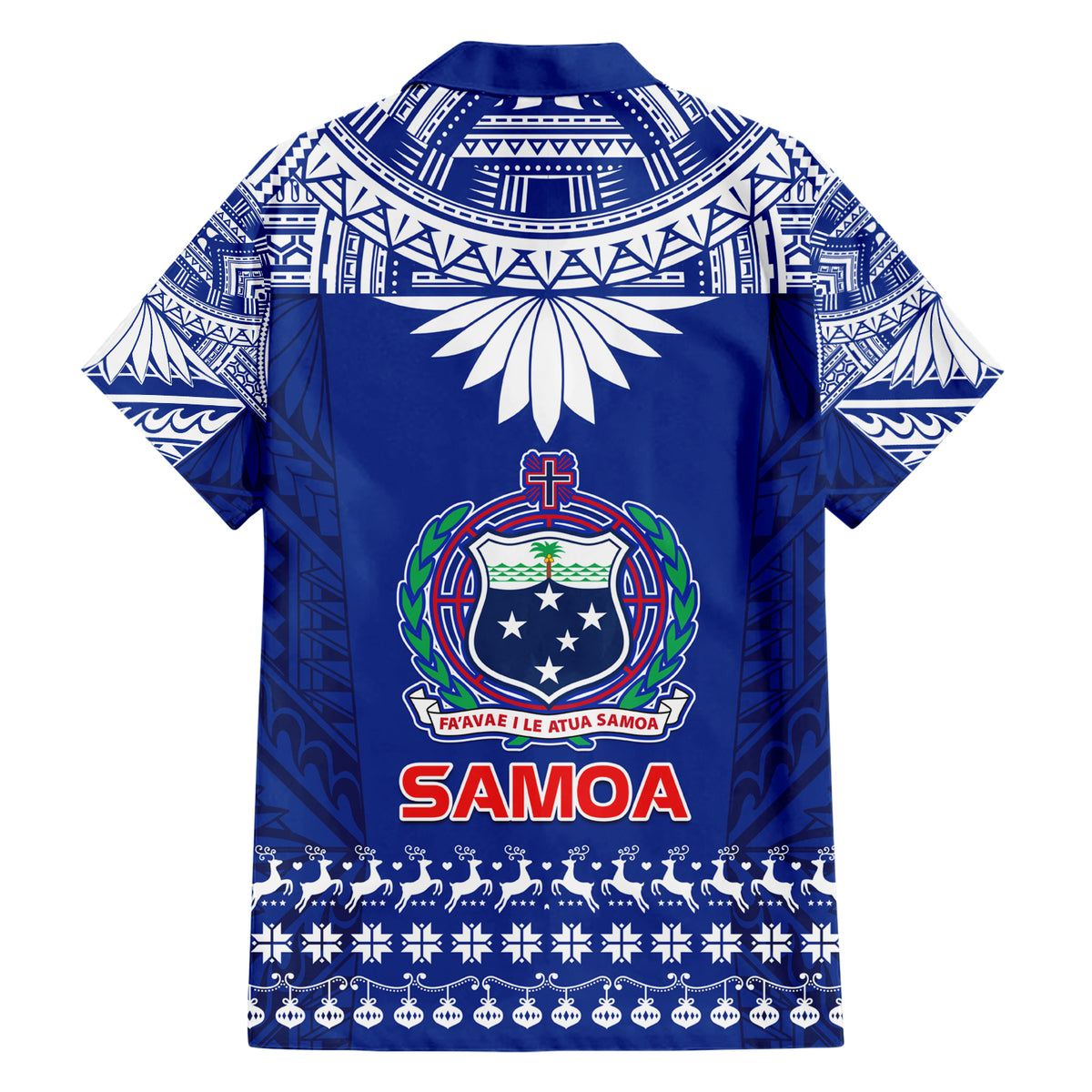 Toa Samoa Christmas Family Matching Short Sleeve Bodycon Dress and Hawaiian Shirt Samoa Siva Tau Manuia Le Kerisimasi Blue Vibe LT9 - Polynesian Pride