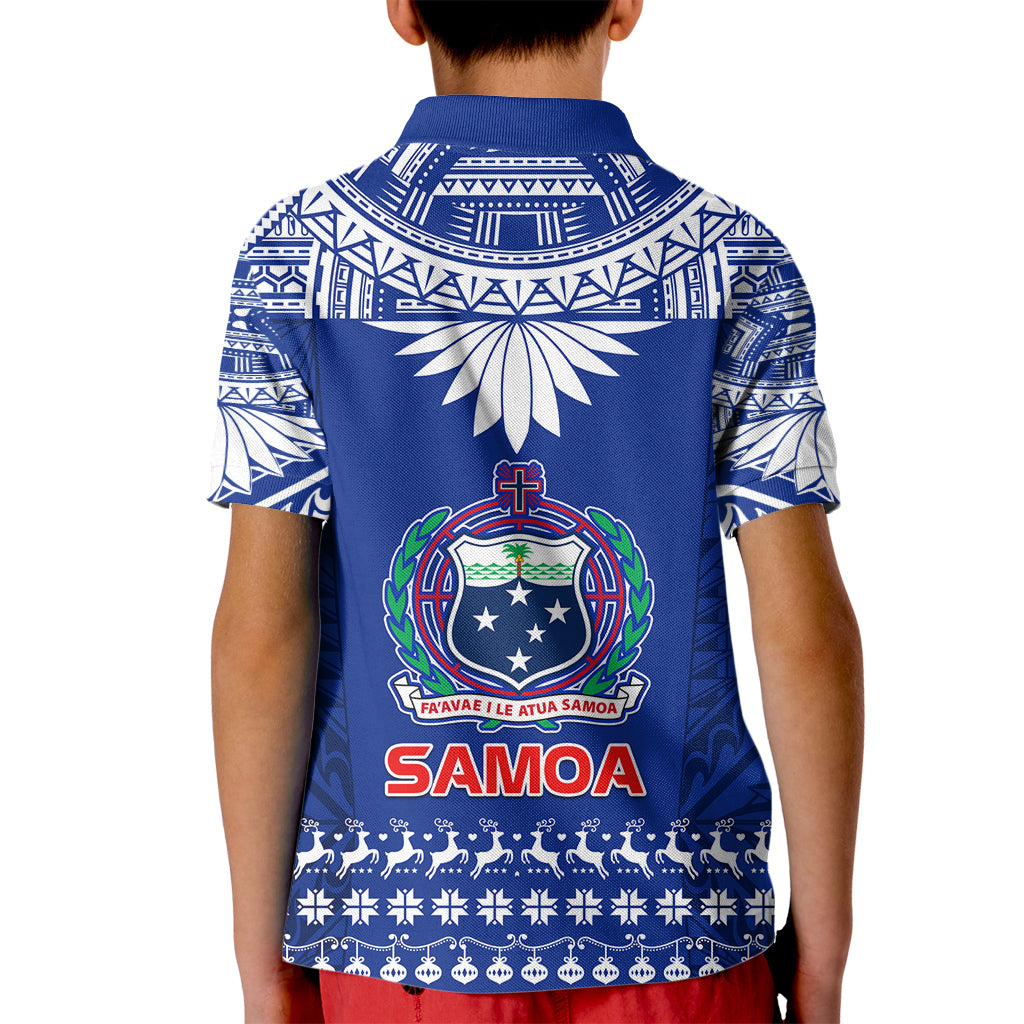 Toa Samoa Christmas Kid Polo Shirt Samoa Siva Tau Manuia Le Kerisimasi Blue Vibe LT9 - Polynesian Pride