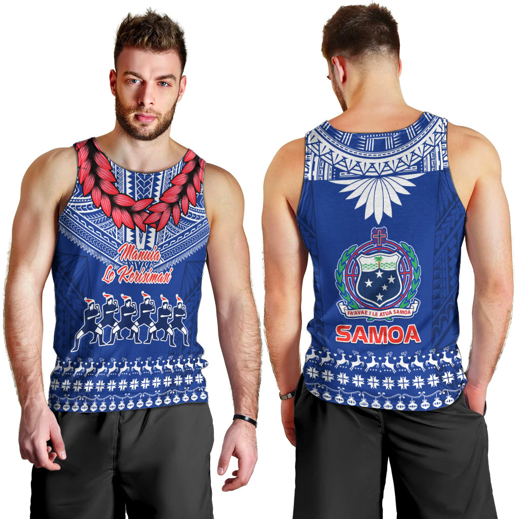 Toa Samoa Christmas Men Tank Top Samoa Siva Tau Manuia Le Kerisimasi Blue Vibe LT9 - Polynesian Pride