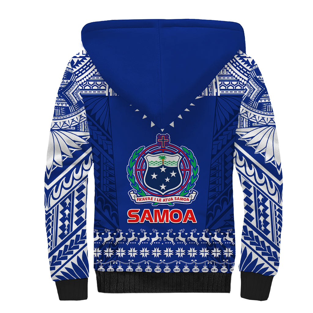 Toa Samoa Christmas Sherpa Hoodie Samoa Siva Tau Manuia Le Kerisimasi Blue Vibe LT9 - Polynesian Pride