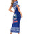 Toa Samoa Christmas Short Sleeve Bodycon Dress Samoa Siva Tau Manuia Le Kerisimasi Blue Vibe LT9 - Polynesian Pride