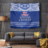 Toa Samoa Christmas Tapestry Samoa Siva Tau Manuia Le Kerisimasi Blue Vibe LT9 Blue - Polynesian Pride