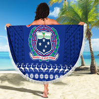 Personalised Toa Samoa Christmas Beach Blanket Samoa Siva Tau Manuia Le Kerisimasi Blue Vibe LT9 - Polynesian Pride