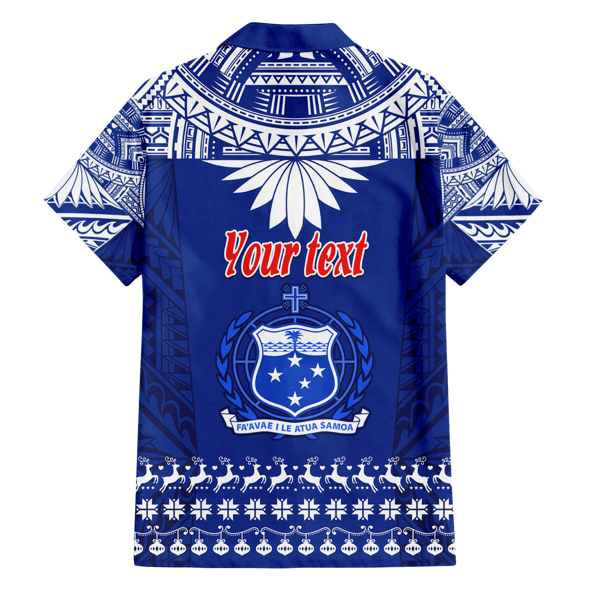Personalised Toa Samoa Christmas Family Matching Off Shoulder Short Dress and Hawaiian Shirt Samoa Siva Tau Manuia Le Kerisimasi Blue Vibe LT9 - Polynesian Pride