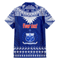 Personalised Toa Samoa Christmas Family Matching Short Sleeve Bodycon Dress and Hawaiian Shirt Samoa Siva Tau Manuia Le Kerisimasi Blue Vibe LT9 - Polynesian Pride