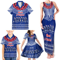 Personalised Toa Samoa Christmas Family Matching Tank Maxi Dress and Hawaiian Shirt Samoa Siva Tau Manuia Le Kerisimasi Blue Vibe LT9 - Polynesian Pride
