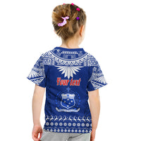 Personalised Toa Samoa Christmas Kid T Shirt Samoa Siva Tau Manuia Le Kerisimasi Blue Vibe LT9 - Polynesian Pride