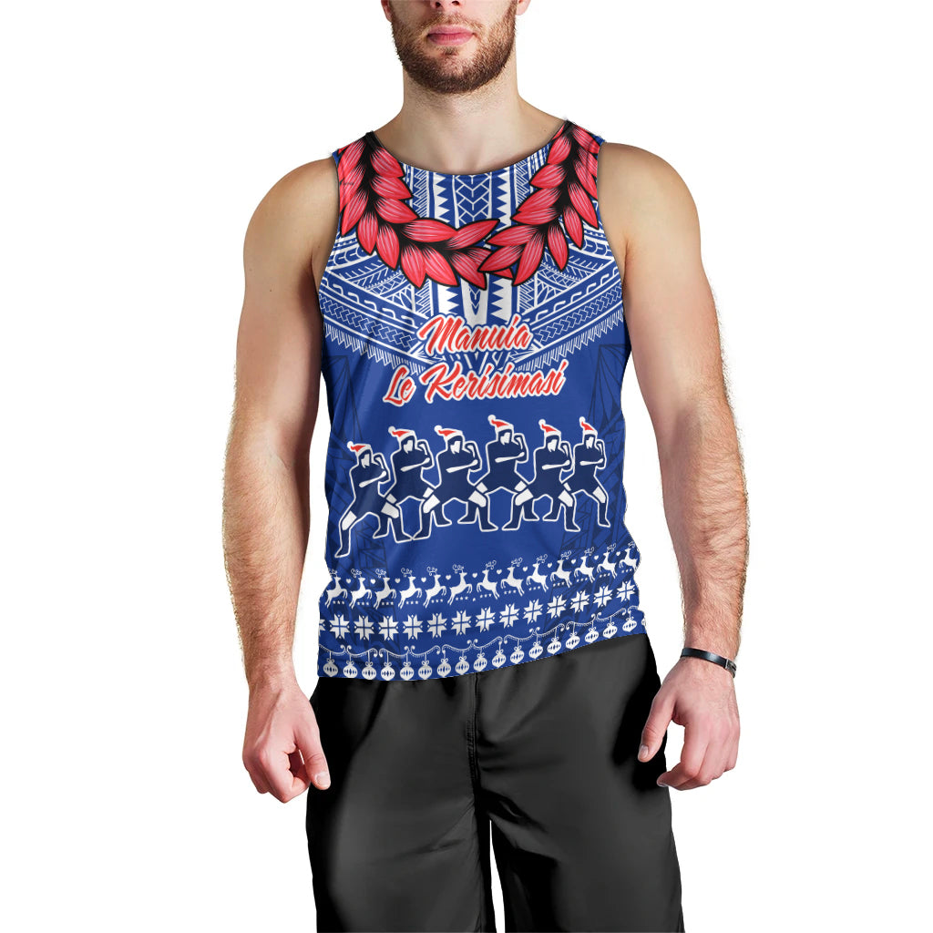 Personalised Toa Samoa Christmas Men Tank Top Samoa Siva Tau Manuia Le Kerisimasi Blue Vibe LT9 - Polynesian Pride
