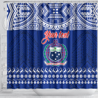 Personalised Toa Samoa Christmas Shower Curtain Samoa Siva Tau Manuia Le Kerisimasi Blue Vibe LT9 - Polynesian Pride
