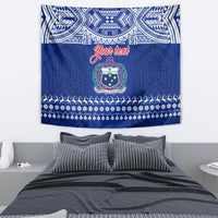Personalised Toa Samoa Christmas Tapestry Samoa Siva Tau Manuia Le Kerisimasi Blue Vibe LT9 - Polynesian Pride