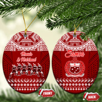 Toa Samoa Christmas Ceramic Ornament Samoa Siva Tau Manuia Le Kerisimasi Red Vibe LT9 Oval Red - Polynesian Pride