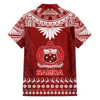 Toa Samoa Christmas Family Matching Short Sleeve Bodycon Dress and Hawaiian Shirt Samoa Siva Tau Manuia Le Kerisimasi Red Vibe LT9 - Polynesian Pride