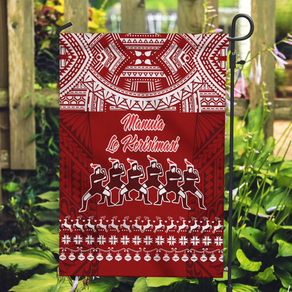 Toa Samoa Christmas Garden Flag Samoa Siva Tau Manuia Le Kerisimasi Red Vibe LT9 Garden Flag Red - Polynesian Pride