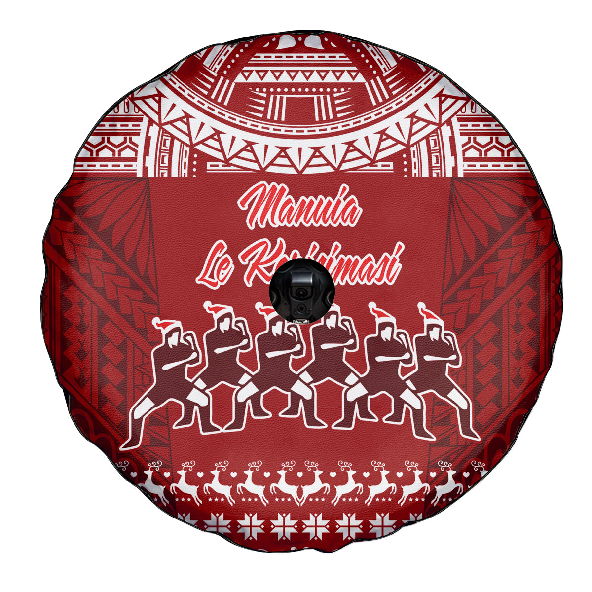 Toa Samoa Christmas Spare Tire Cover Samoa Siva Tau Manuia Le Kerisimasi Red Vibe LT9 - Polynesian Pride