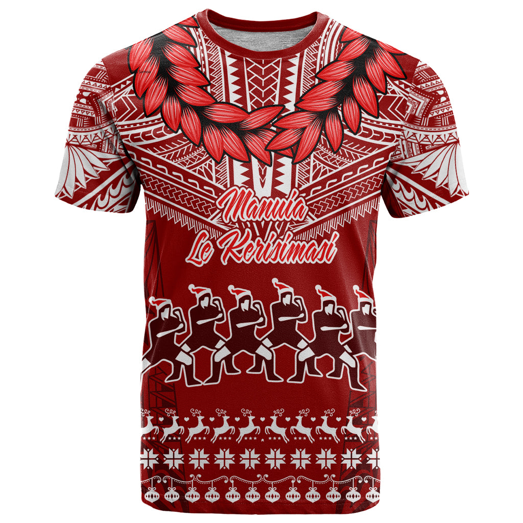 Toa Samoa Christmas T Shirt Samoa Siva Tau Manuia Le Kerisimasi Red Vibe LT9 Red - Polynesian Pride