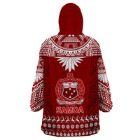 Toa Samoa Christmas Wearable Blanket Hoodie Samoa Siva Tau Manuia Le Kerisimasi Red Vibe LT9 - Polynesian Pride
