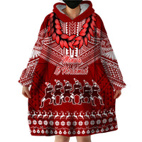 Toa Samoa Christmas Wearable Blanket Hoodie Samoa Siva Tau Manuia Le Kerisimasi Red Vibe LT9 - Polynesian Pride
