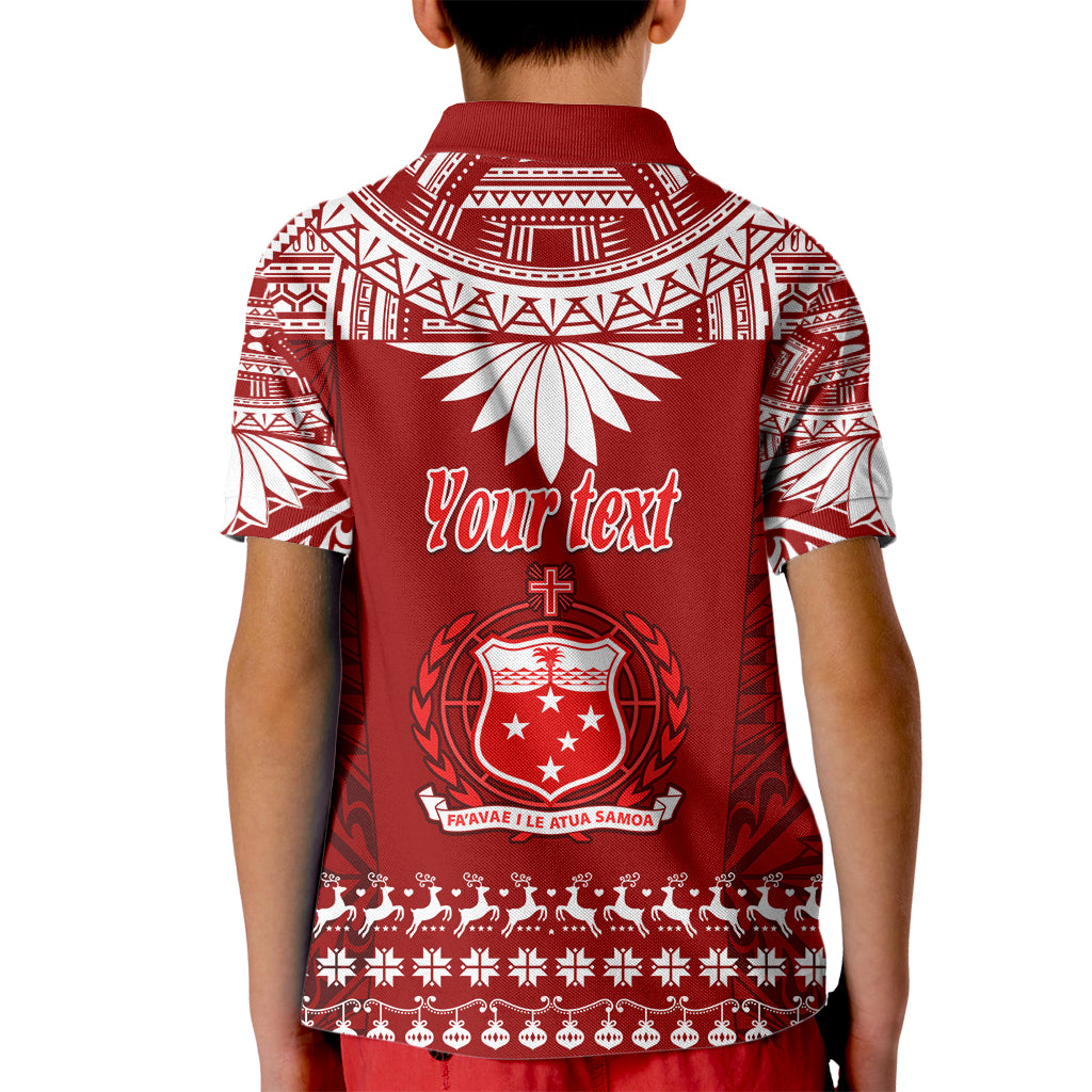 Personalised Toa Samoa Christmas Kid Polo Shirt Samoa Siva Tau Manuia Le Kerisimasi Red Vibe LT9 - Polynesian Pride