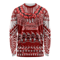 Personalised Toa Samoa Christmas Long Sleeve Shirt Samoa Siva Tau Manuia Le Kerisimasi Red Vibe LT9 Unisex Red - Polynesian Pride