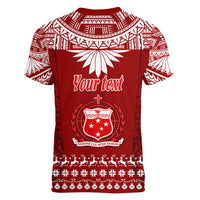 Personalised Toa Samoa Christmas Women V Neck T Shirt Samoa Siva Tau Manuia Le Kerisimasi Red Vibe LT9 - Polynesian Pride