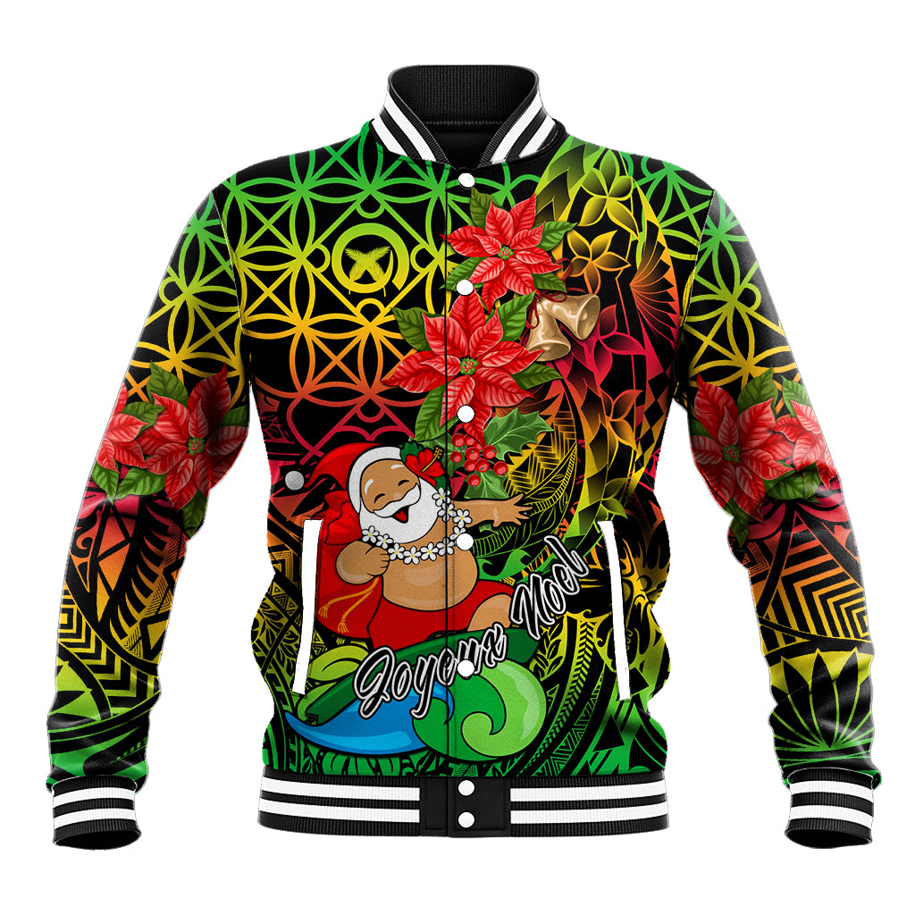 Personalised Vanuatu Joyeux Noel Baseball Jacket Christmas Santas God Yumi LT9 Unisex Reggae - Polynesian Pride