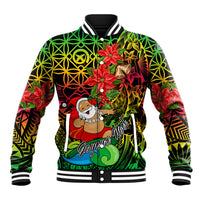 Personalised Vanuatu Joyeux Noel Baseball Jacket Christmas Santas God Yumi LT9 Unisex Reggae - Polynesian Pride