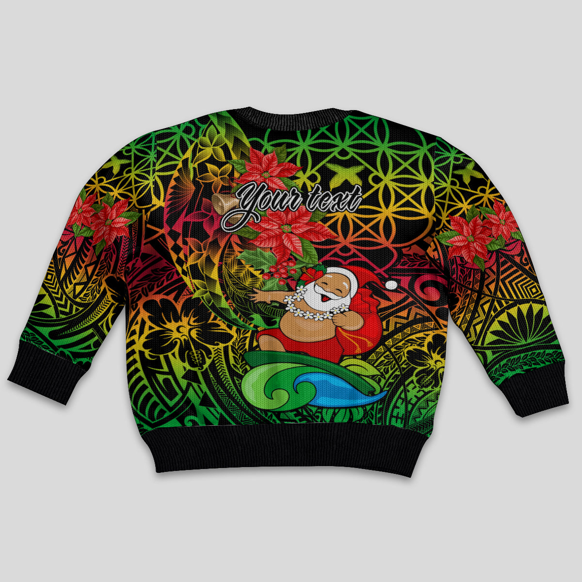 Personalised Vanuatu Joyeux Noel Kid Ugly Christmas Sweater Christmas Santas God Yumi LT9 - Polynesian Pride