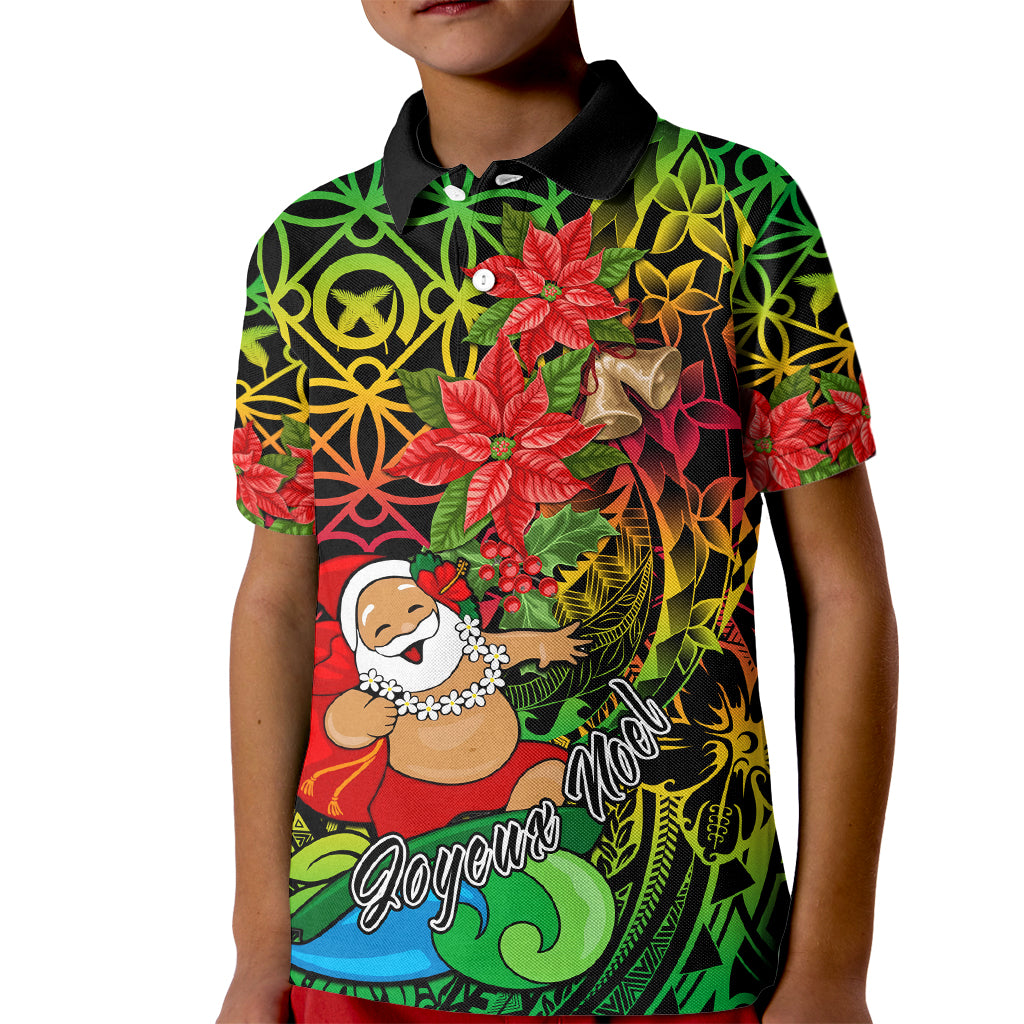 Personalised Vanuatu Joyeux Noel Kid Polo Shirt Christmas Santas God Yumi LT9 Kid Reggae - Polynesian Pride