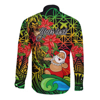 Personalised Vanuatu Joyeux Noel Long Sleeve Button Shirt Christmas Santas God Yumi LT9 - Polynesian Pride