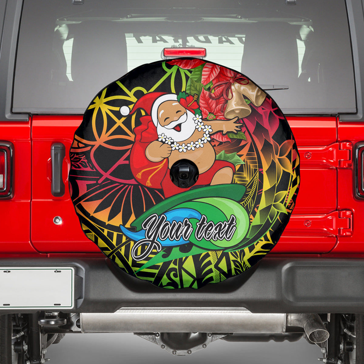 Personalised Vanuatu Joyeux Noel Spare Tire Cover Christmas Santas God Yumi LT9 - Polynesian Pride