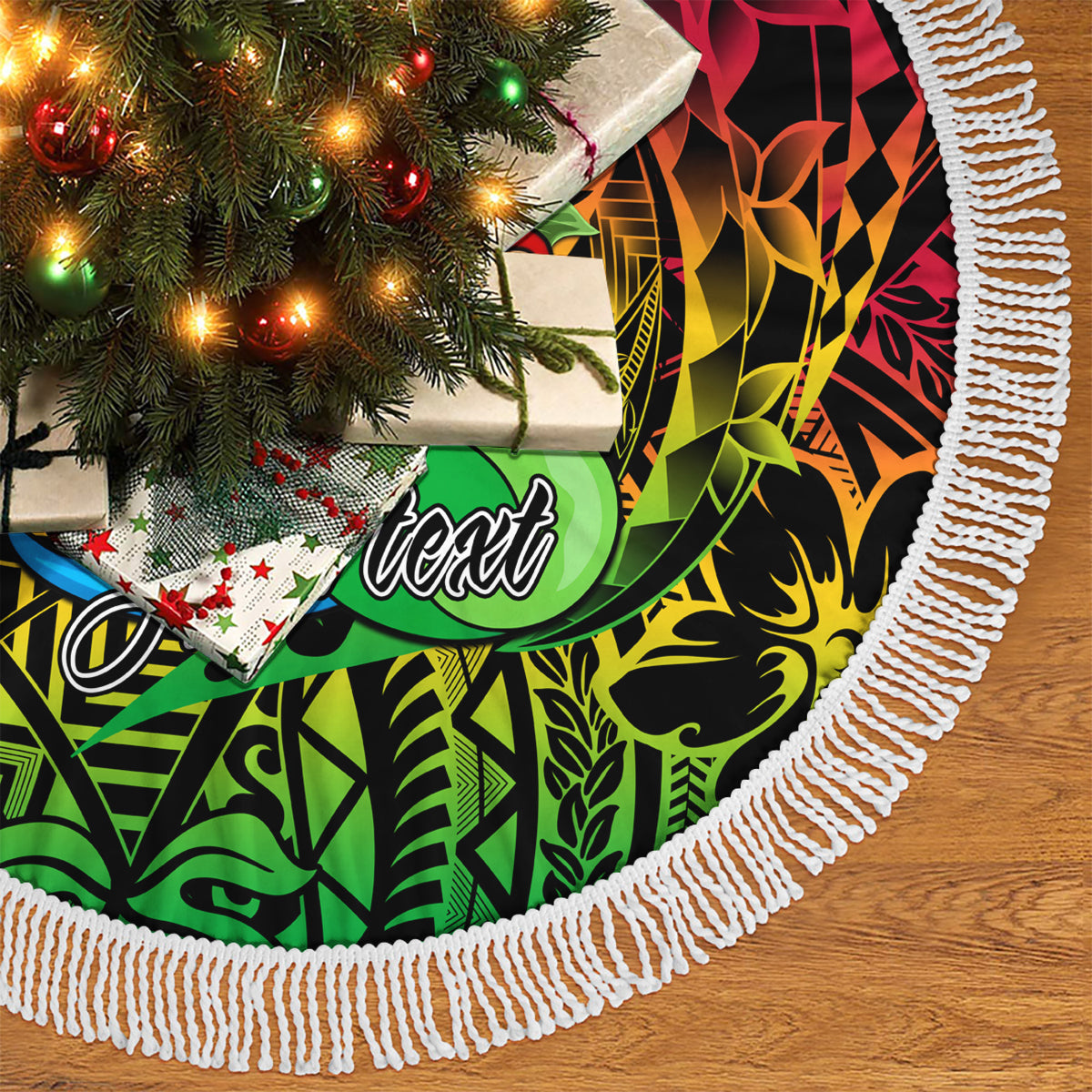 Personalised Vanuatu Joyeux Noel Tree Skirt Christmas Santas God Yumi LT9 - Polynesian Pride