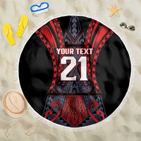 Custom New Zealand Beach Blanket Maori Kiwiana Pattern Tukutuku Motif LT9 One Size 150cm Red - Polynesian Pride