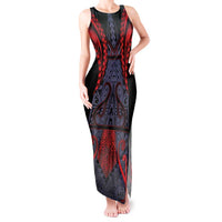 Custom New Zealand Tank Maxi Dress Maori Kiwiana Pattern Tukutuku Motif