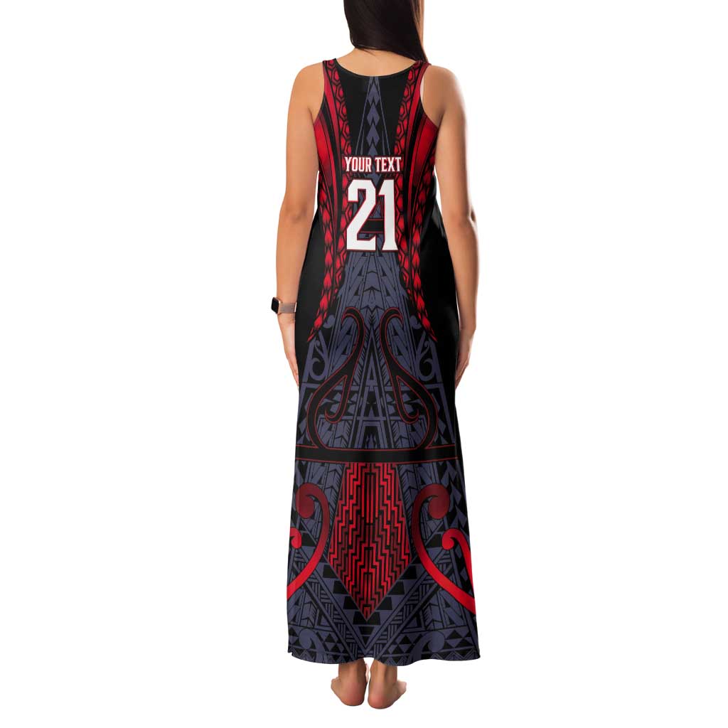 Custom New Zealand Tank Maxi Dress Maori Kiwiana Pattern Tukutuku Motif