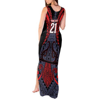 Custom New Zealand Tank Maxi Dress Maori Kiwiana Pattern Tukutuku Motif