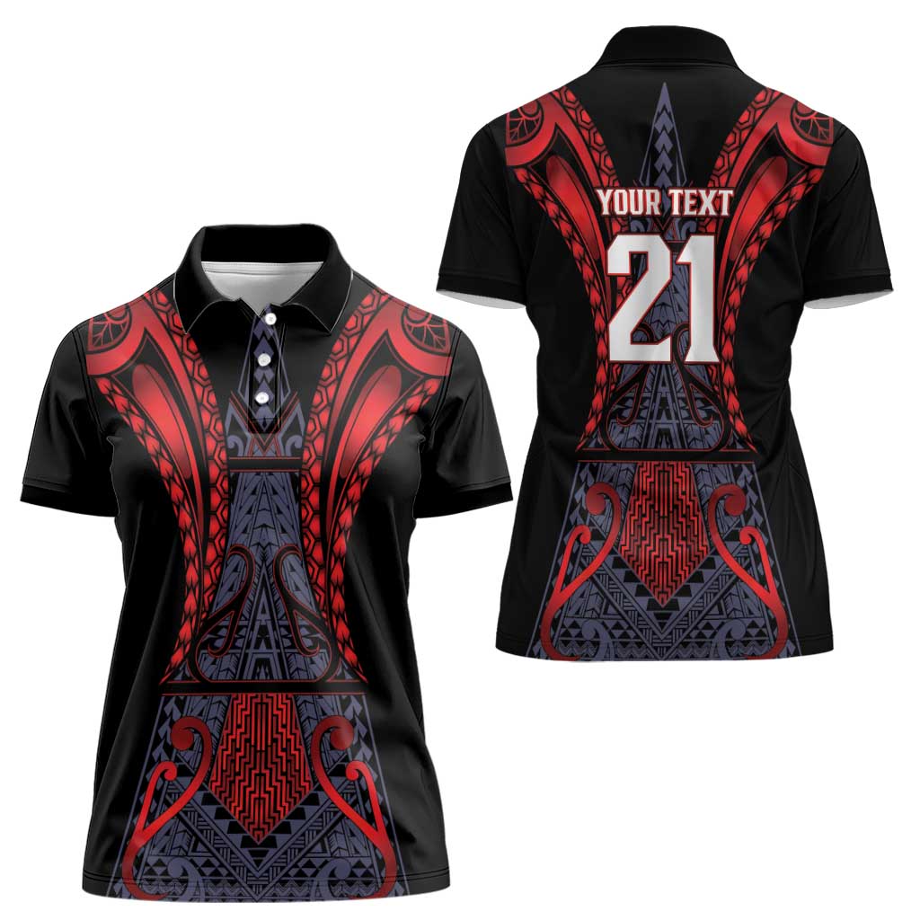 Custom New Zealand Women Polo Shirt Maori Kiwiana Pattern Tukutuku Motif