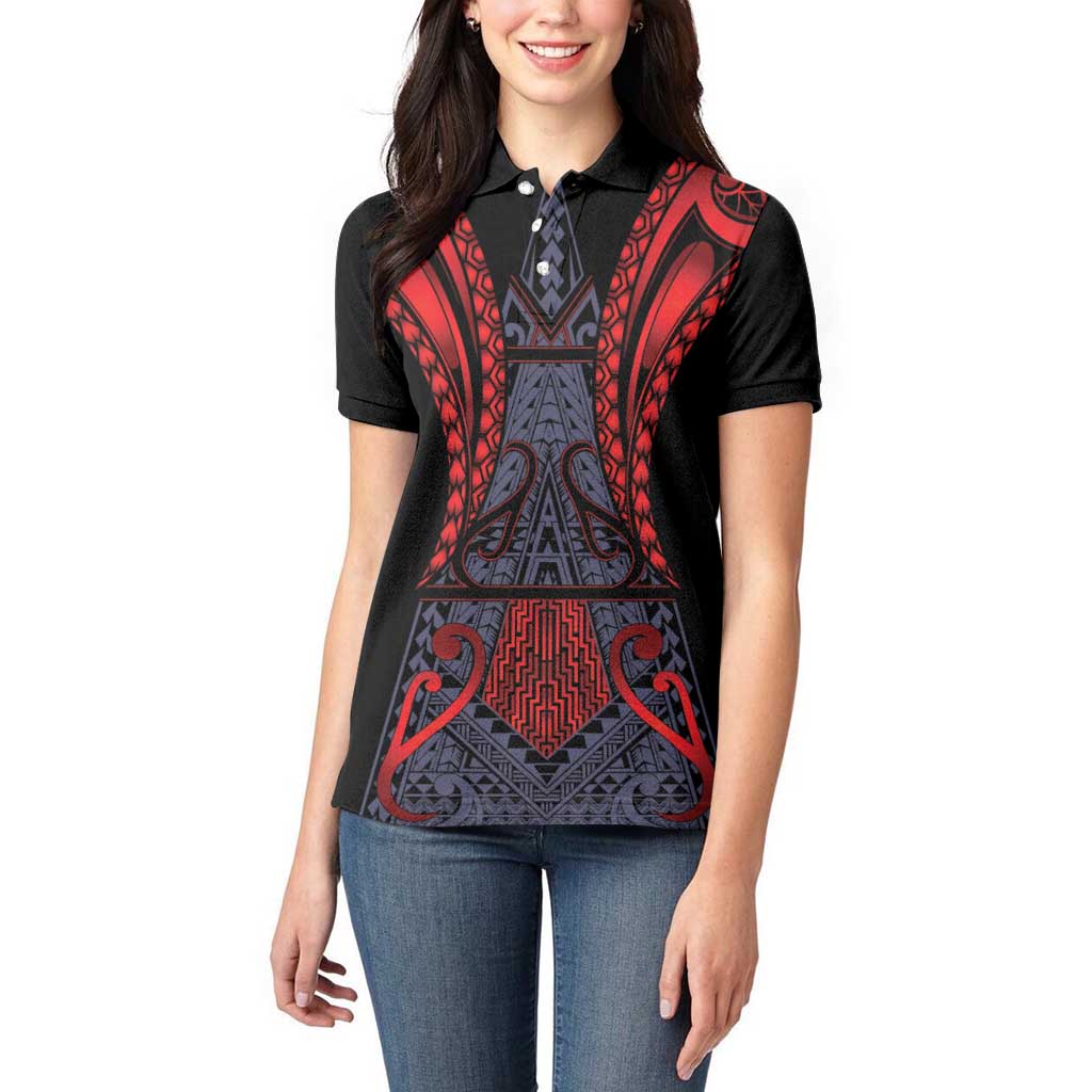 Custom New Zealand Women Polo Shirt Maori Kiwiana Pattern Tukutuku Motif