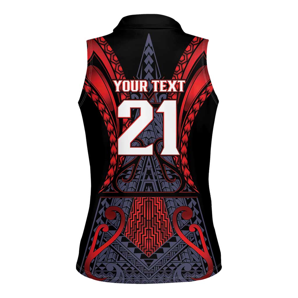 Custom New Zealand Women Sleeveless Polo Shirt Maori Kiwiana Pattern Tukutuku Motif