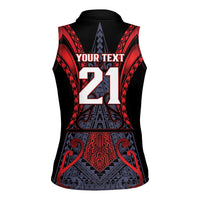 Custom New Zealand Women Sleeveless Polo Shirt Maori Kiwiana Pattern Tukutuku Motif