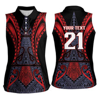 Custom New Zealand Women Sleeveless Polo Shirt Maori Kiwiana Pattern Tukutuku Motif
