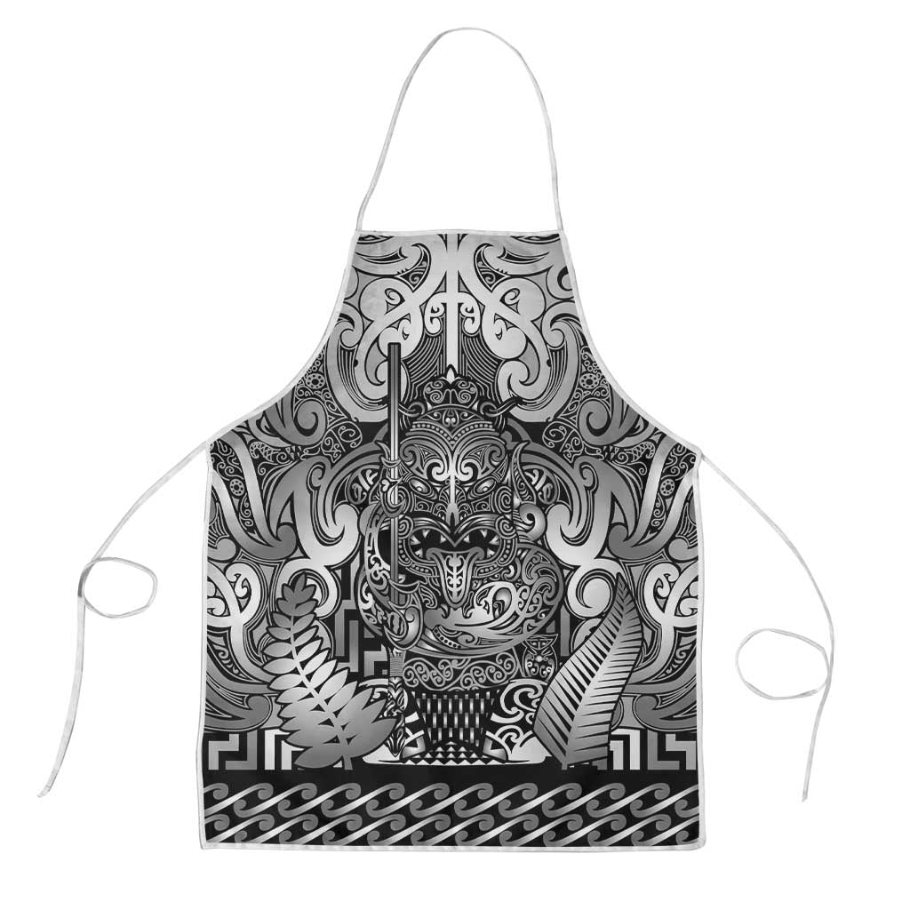 New Zealand Taiaha Maori Apron Kiwikiwi Minimalist Silver Fern Tukutuku Motif