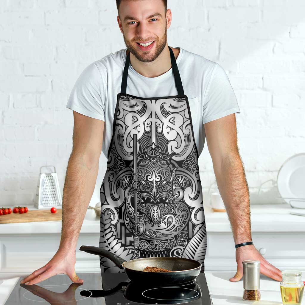 New Zealand Taiaha Maori Apron Kiwikiwi Minimalist Silver Fern Tukutuku Motif