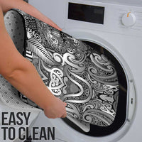 New Zealand Taiaha Maori Bathroom Set Kiwikiwi Minimalist Silver Fern Tukutuku Motif