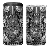 Custom New Zealand Taiaha Maori 4 in 1 Can Cooler Tumbler Kiwikiwi Minimalist Silver Fern Tukutuku Motif